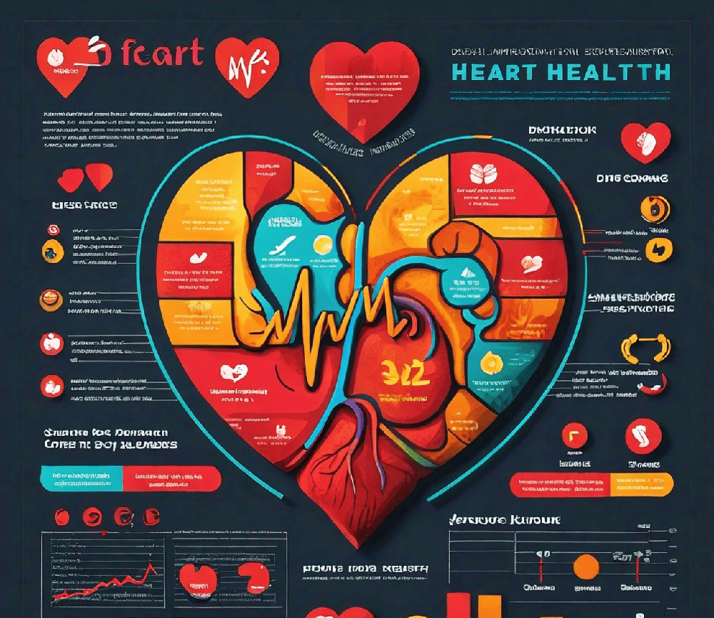 infographic illustrating the importance of heart health, common cardiovascular diseases, and how Rudraksha can support emotional balance